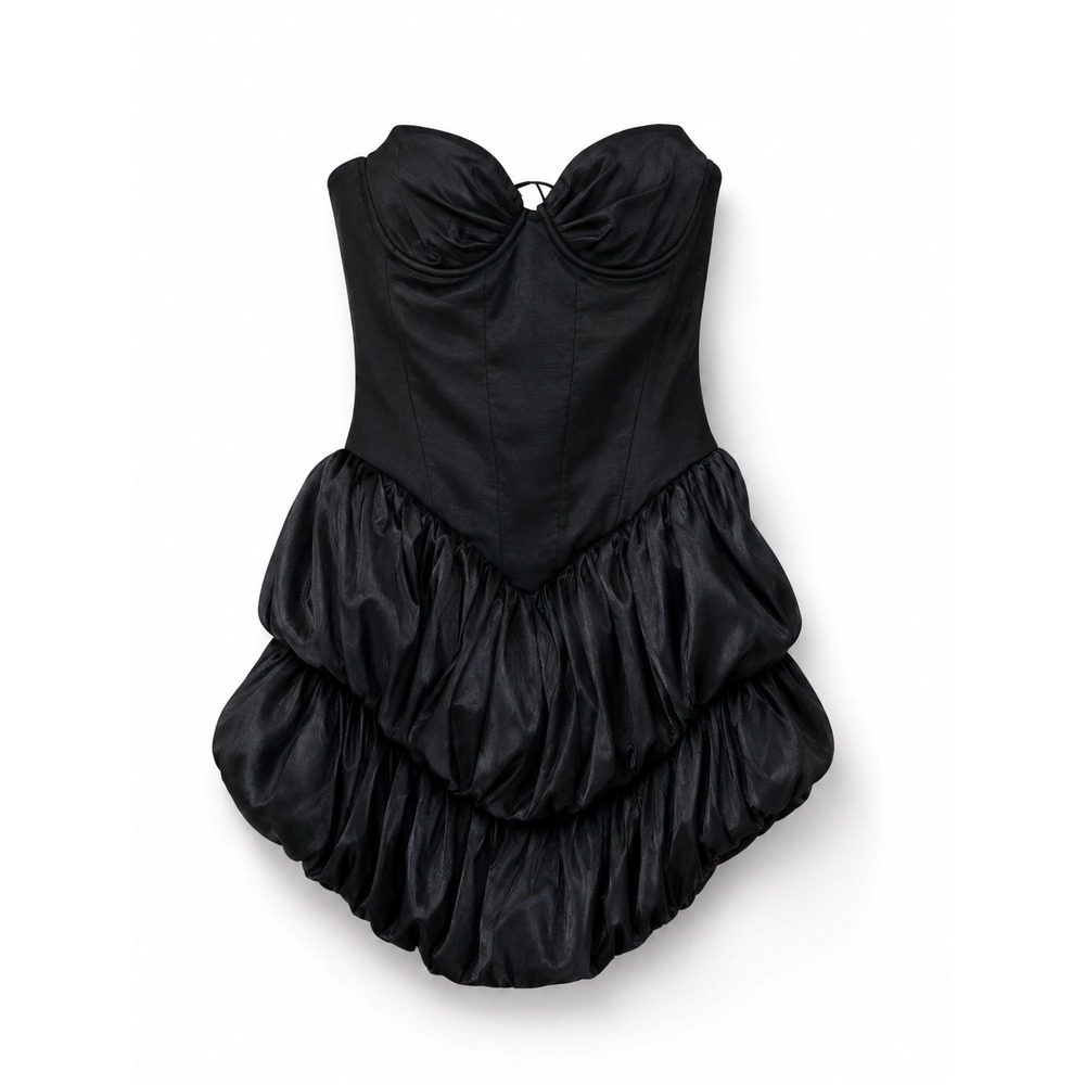 Oh Polly Laela Satin Bubble Hem Corset Mini Dress – Black Sz 0 NWT - Picture 8 of 12